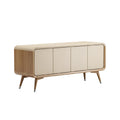 Modern Minimalist Sideboard with Wood Finish and Slatted Design