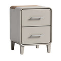 Modern Minimalist Nightstand with Two Drawers and Wood Top